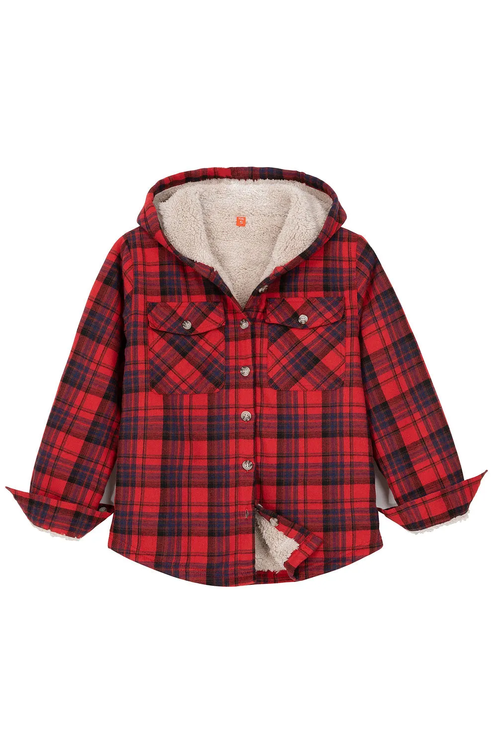 Kids Matching Family Buffalo Red Hooded Plaid Flannel Shirt Jacket