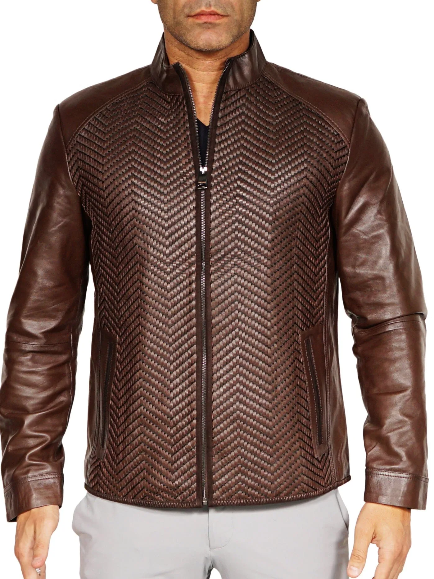 Leather ZagZig Brown