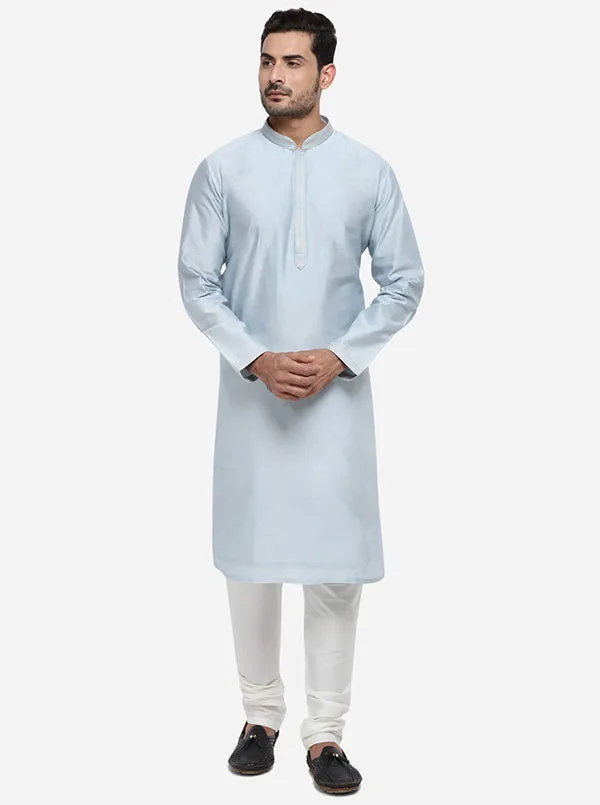 Light Grey Kurta Set with Light Grey Bandhgala Jacket | Azania