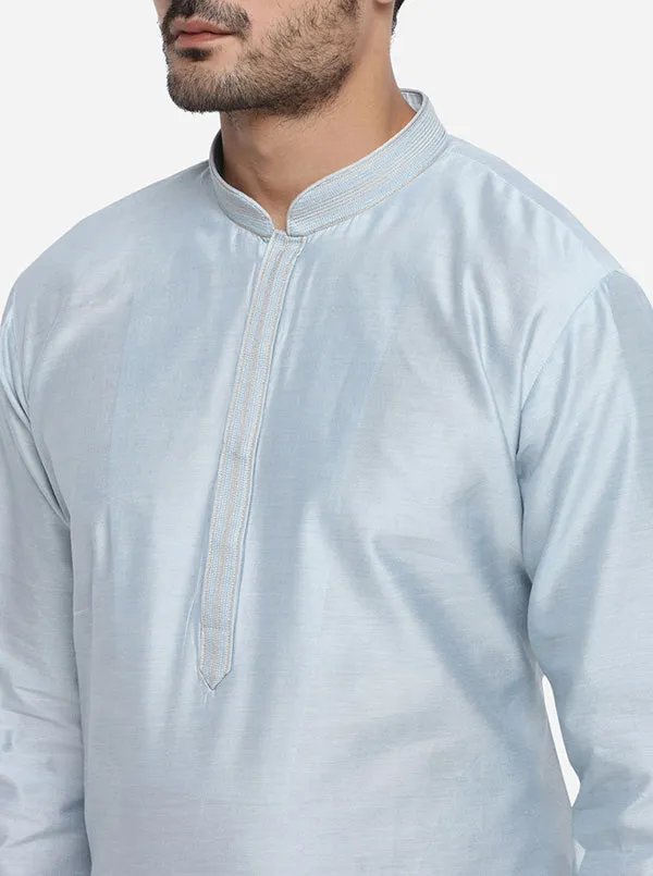 Light Grey Kurta Set with Light Grey Bandhgala Jacket | Azania