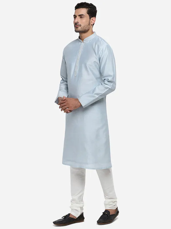 Light Grey Kurta Set with Light Grey Bandhgala Jacket | Azania