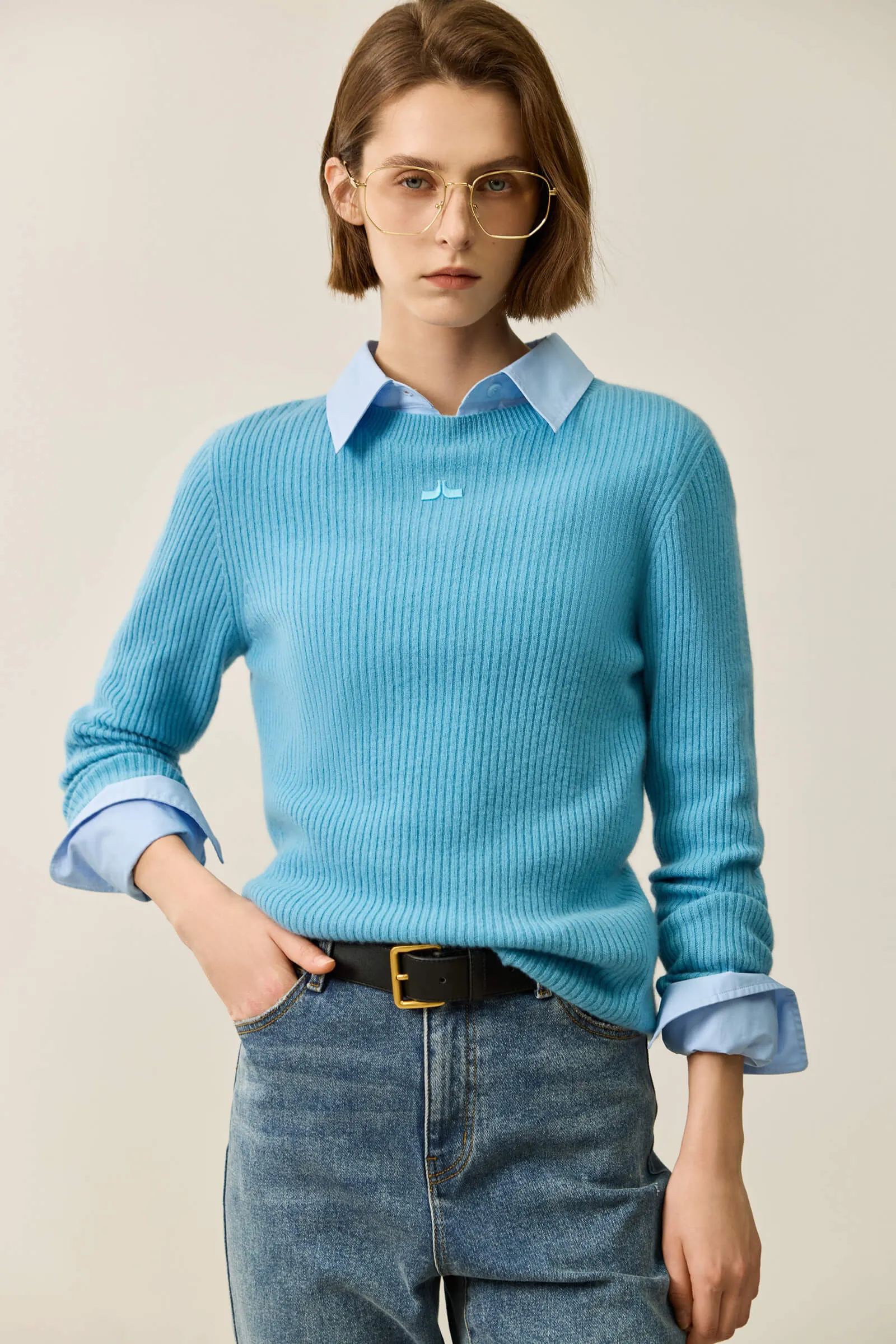 LILY Merino Lambswool Crewneck Versatile Sweater