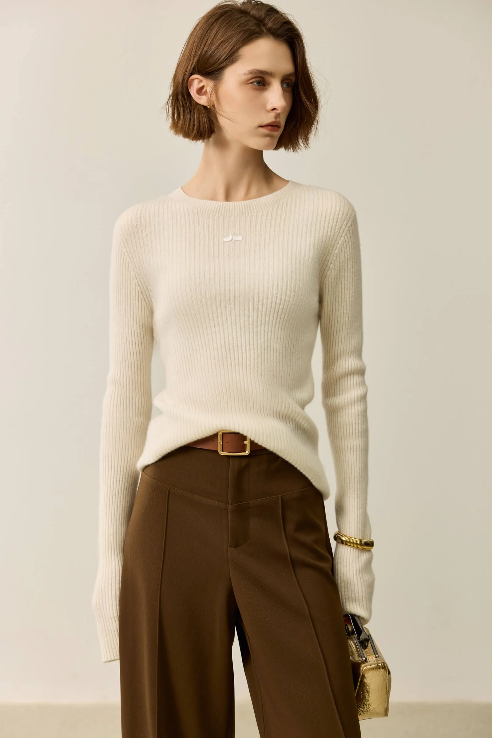 LILY Merino Lambswool Crewneck Versatile Sweater