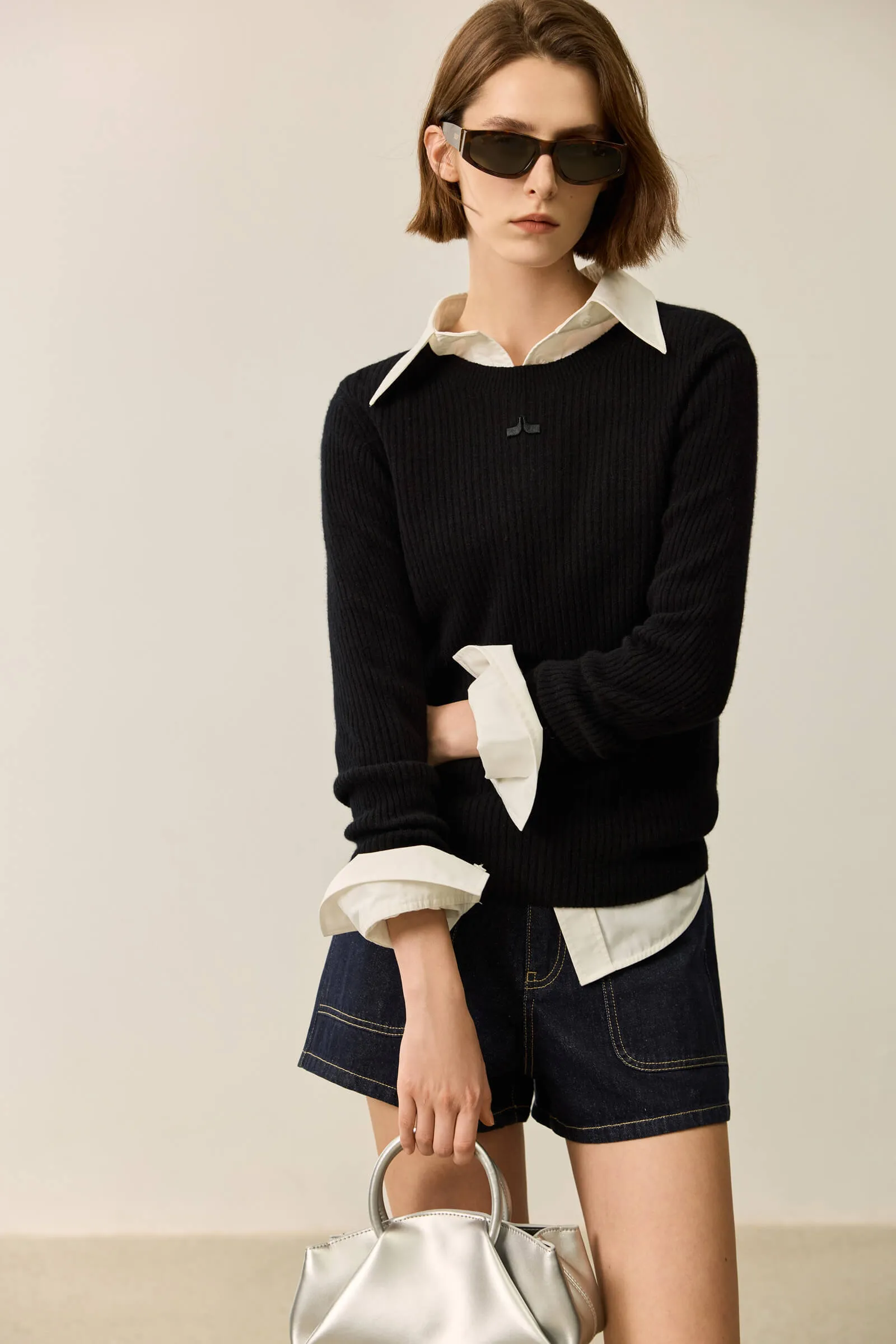 LILY Merino Lambswool Crewneck Versatile Sweater