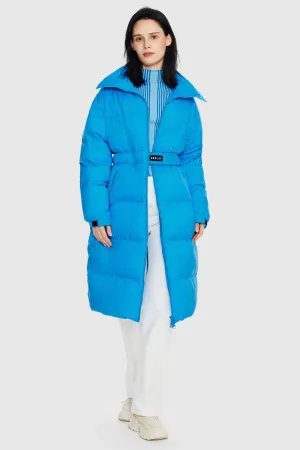 Long Puffer Jacket with Velcro Belt