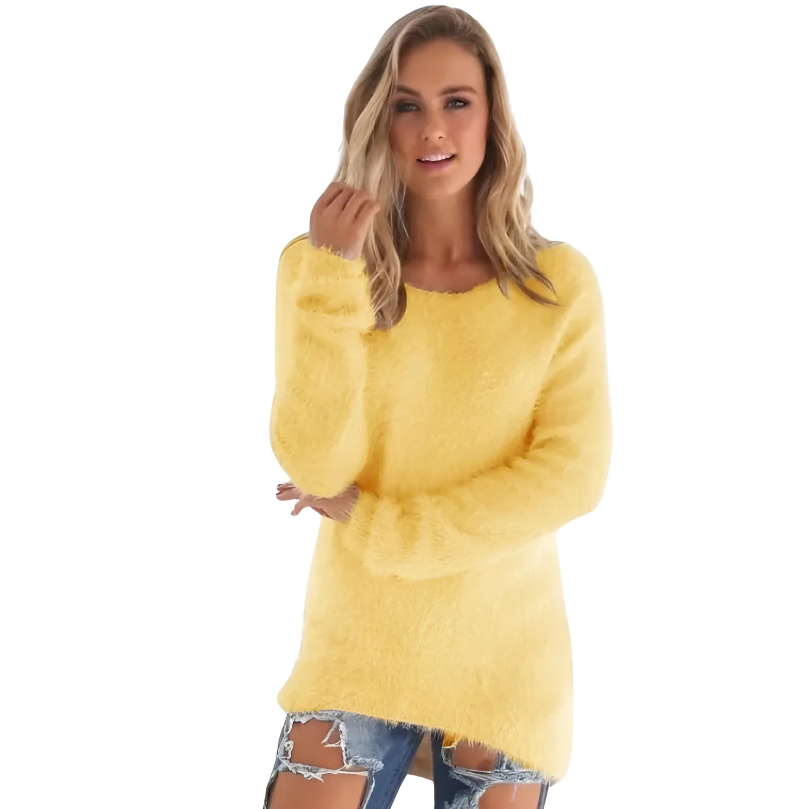 Long Sleeve Fuzzy Pullover Sweater