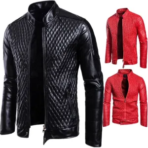 Long Sleeve Zipper Leather Cardigan Jacket  Stylish & Warm Leather Coat