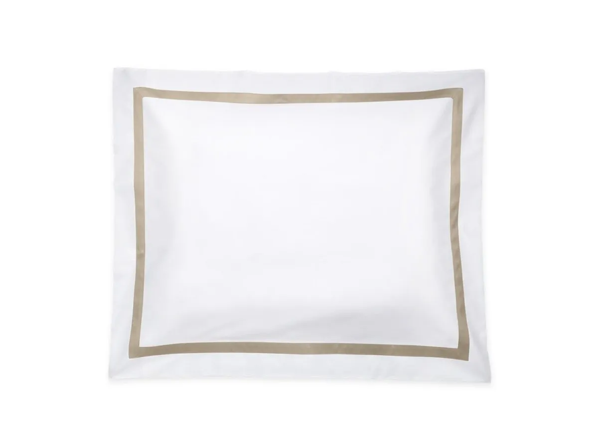 Lowell Khaki on White Bedding by Matouk