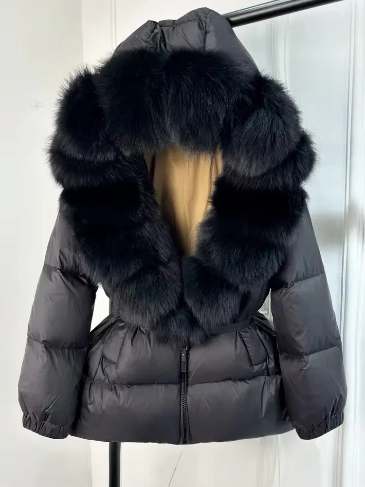 Luxury Women's Duck Down Jacket with Natural Fur - Ultimate Winter Warmth