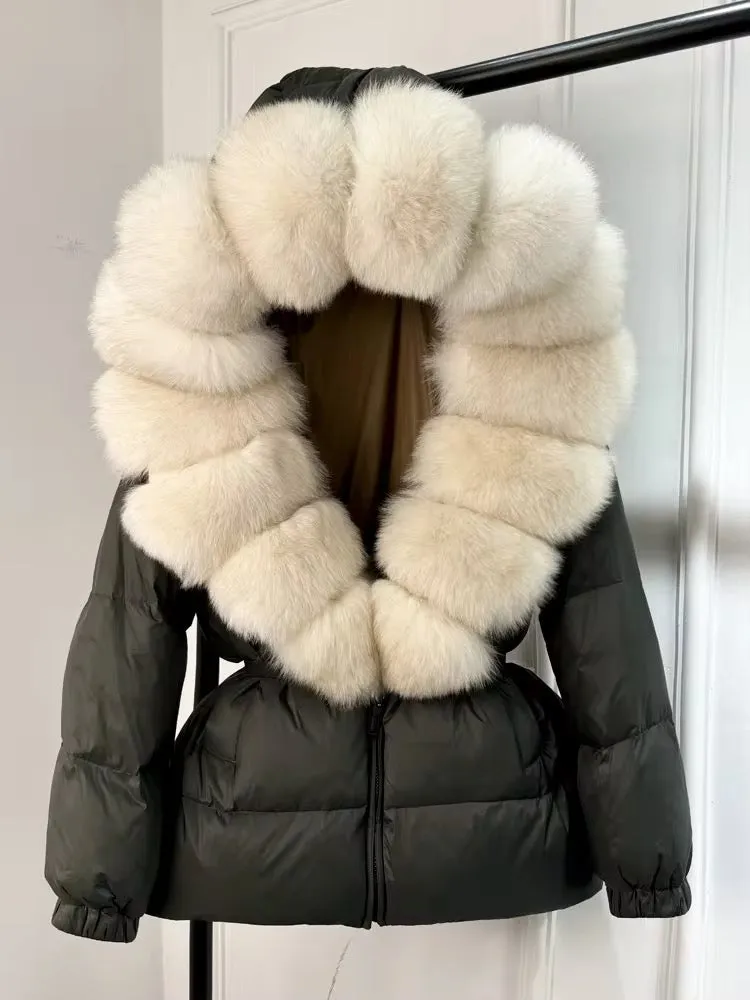 Luxury Women's Duck Down Jacket with Natural Fur - Ultimate Winter Warmth