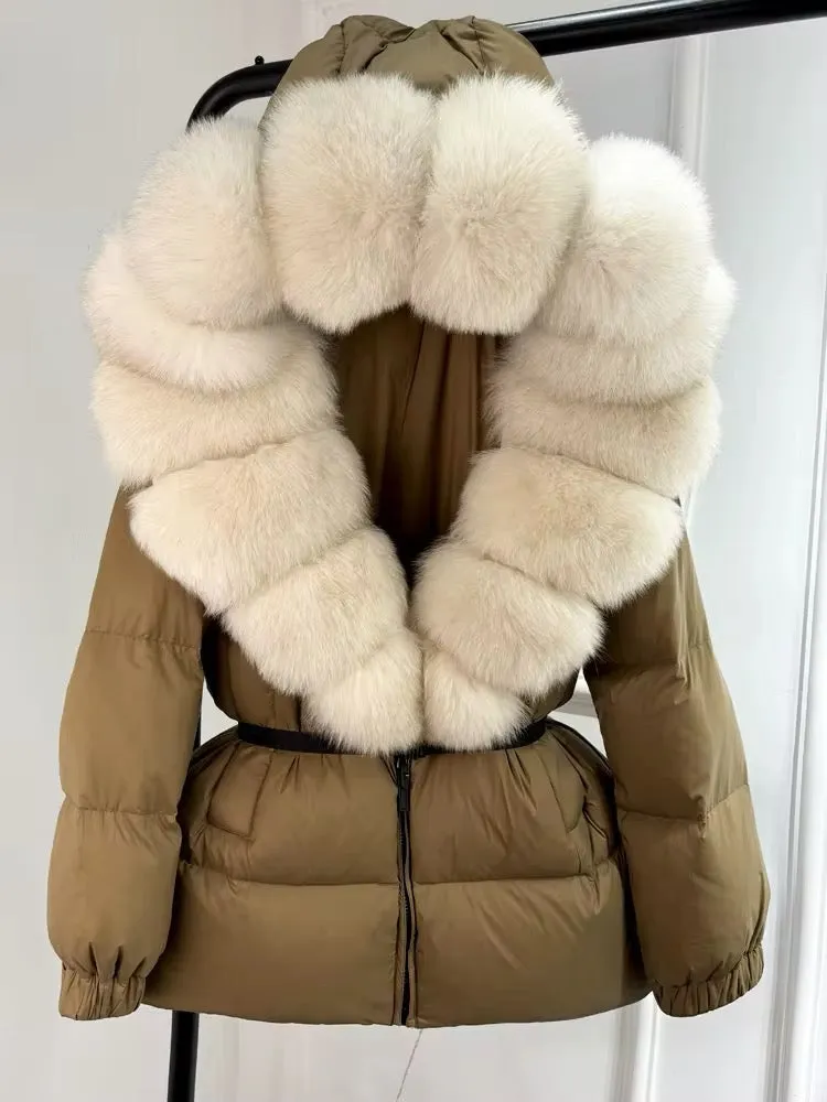 Luxury Women's Duck Down Jacket with Natural Fur - Ultimate Winter Warmth