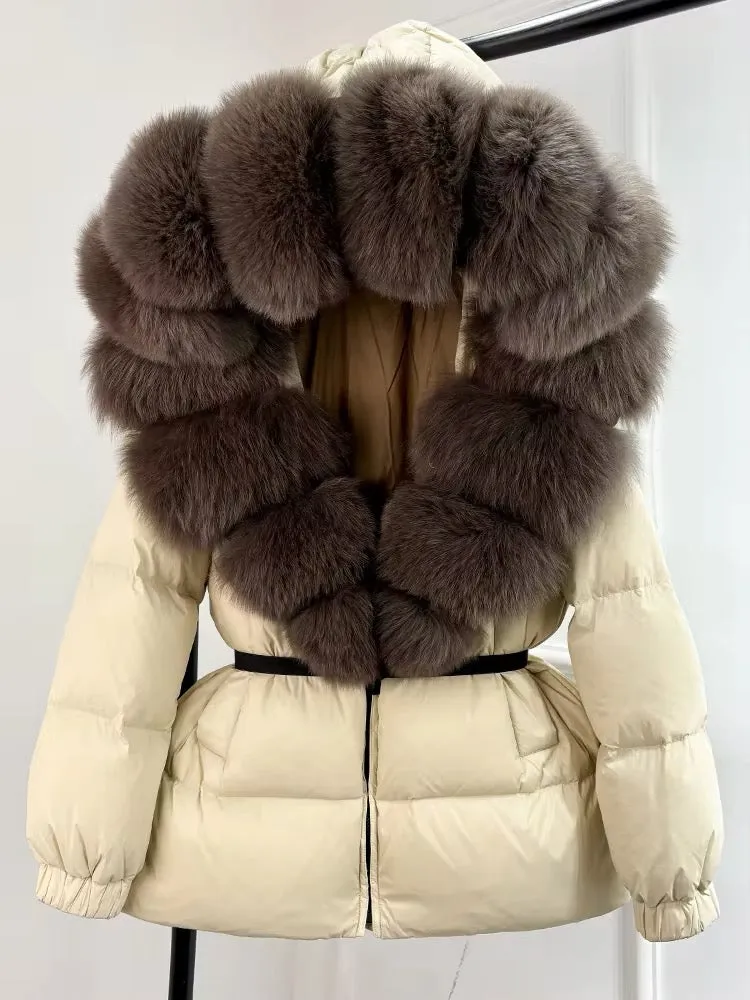 Luxury Women's Duck Down Jacket with Natural Fur - Ultimate Winter Warmth