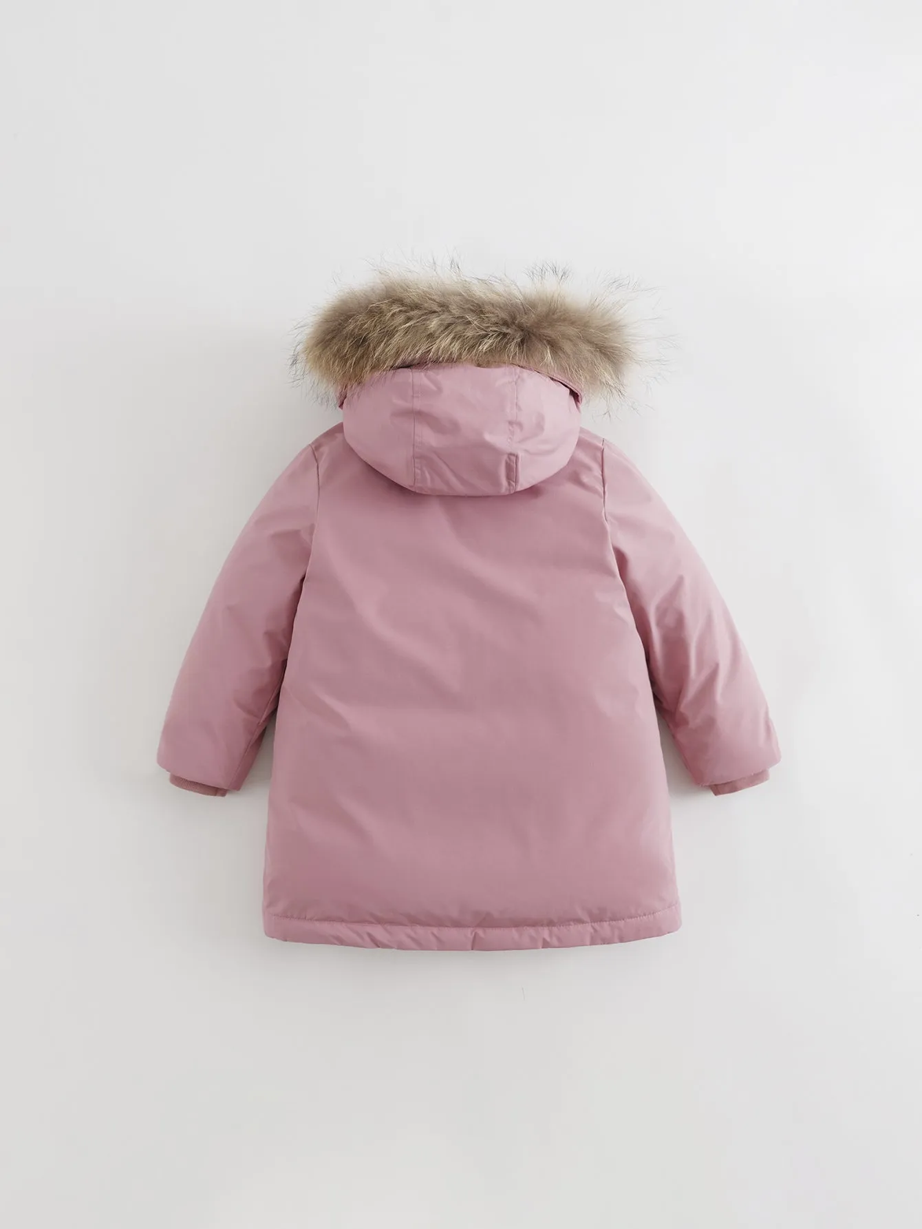 MARC & JANIE Boys Girls Ultralight Hooded Down Mid-Length Coat with Raccoon Fur Collar 210850