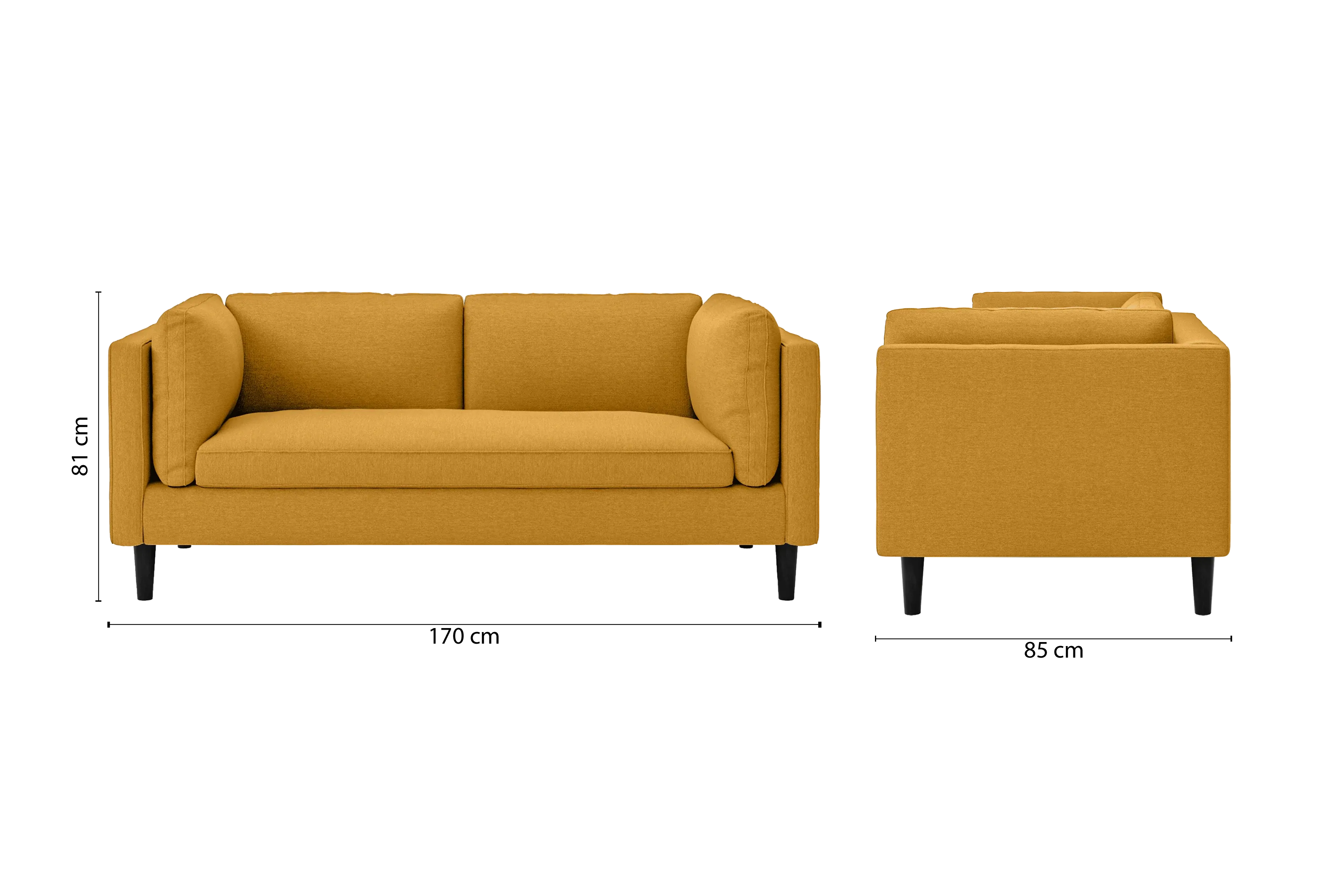 Matera 2 Seater Sofa Yellow Linen Fabric