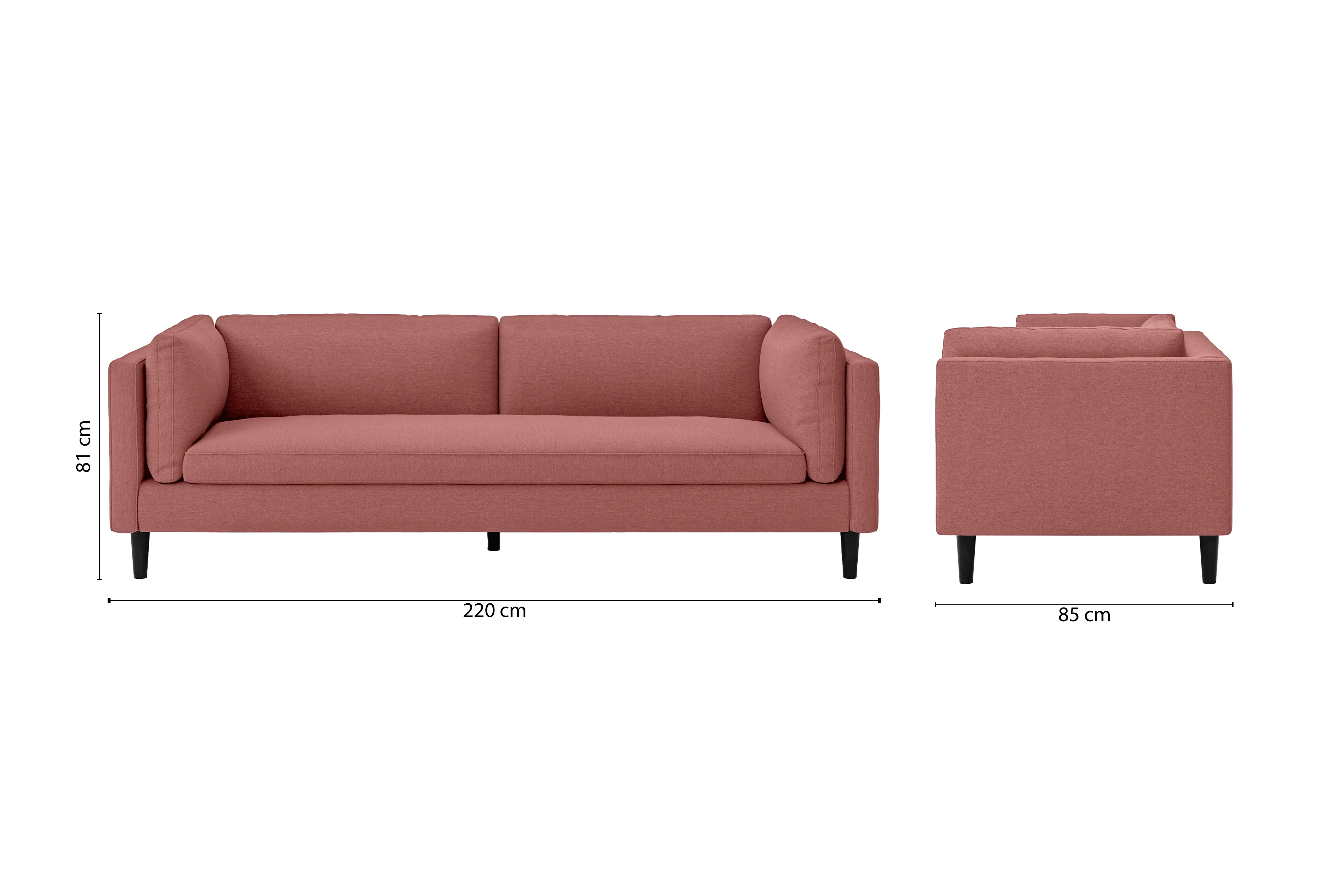 Matera 4 Seater Sofa Rose Pink Linen Fabric