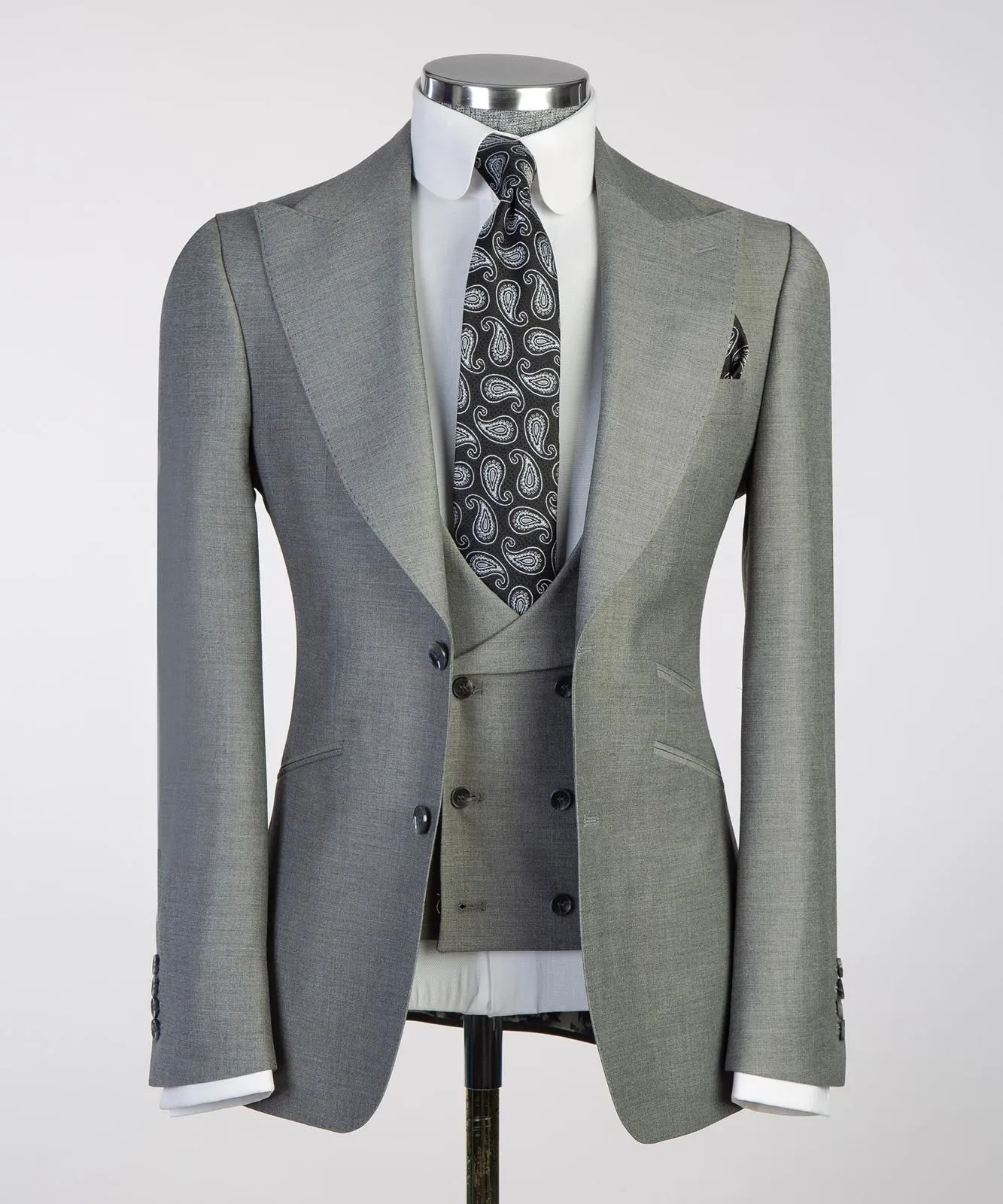 Men's 3 Piece Slim Fit Grey Suit