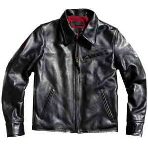 Men's Black Slim Fit Leather Jacket - Classic Cafe Racer Motorcycle Wear