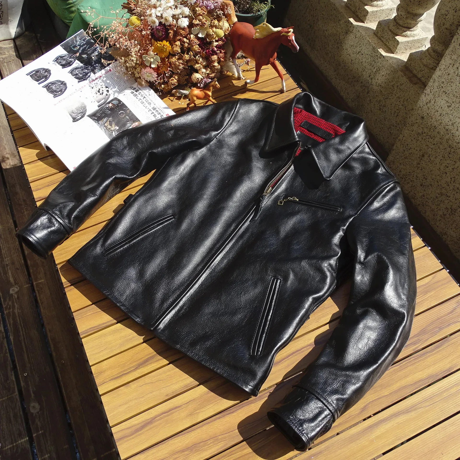 Men's Black Slim Fit Leather Jacket - Classic Cafe Racer Motorcycle Wear