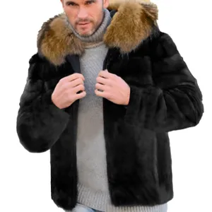 Men's Faux Fur Faux Fur Hooded Jacket 64440738YM