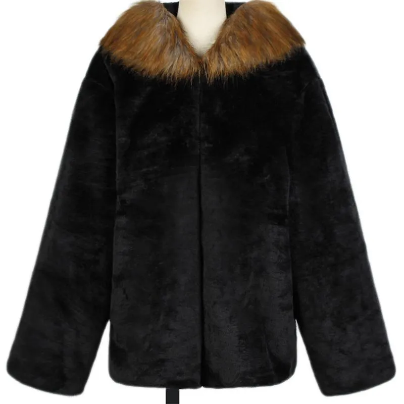 Men's Faux Fur Faux Fur Hooded Jacket 64440738YM