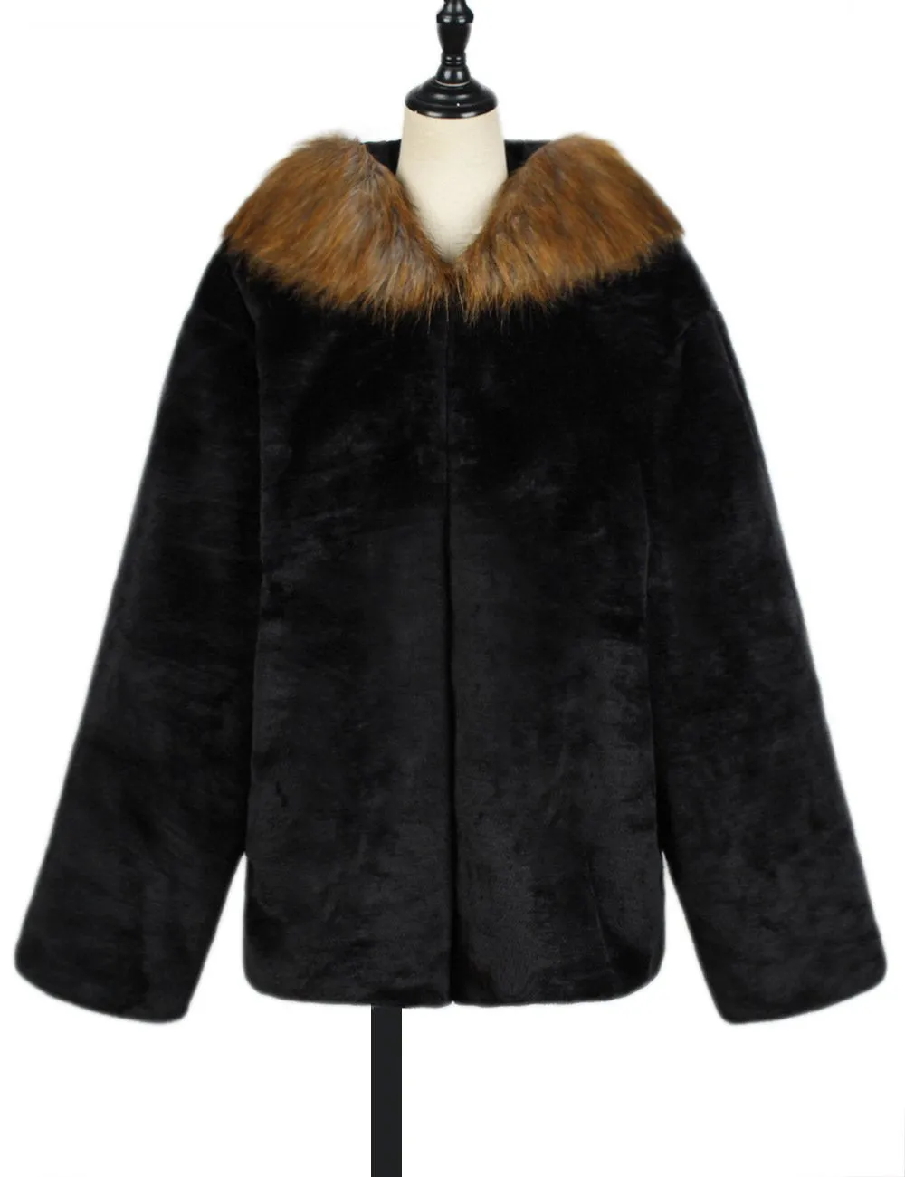 Men's Faux Fur Faux Fur Hooded Jacket 64440738YM