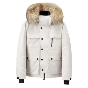 Men's Hooded Down Jacket Thick Warm Coat Fur Collar