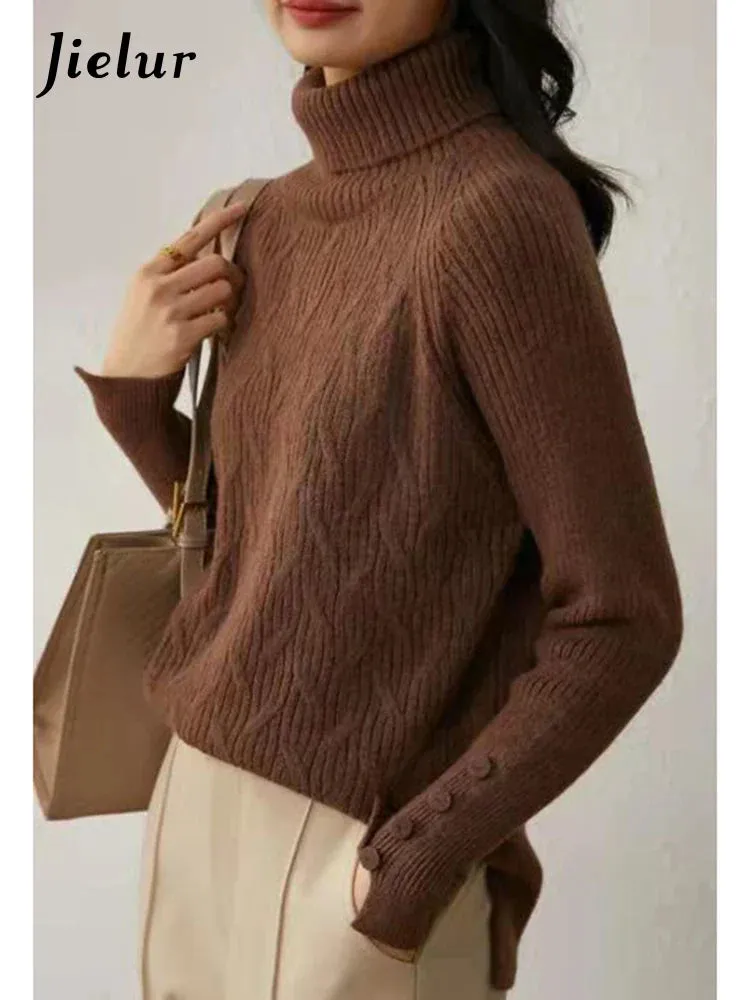 Metaversmall Women Clothes Turtleneck Sweater Winter Long Sleeve Warm Knitted Pullovers Female Casual Bottoming Jumpers Tops 6 Colors