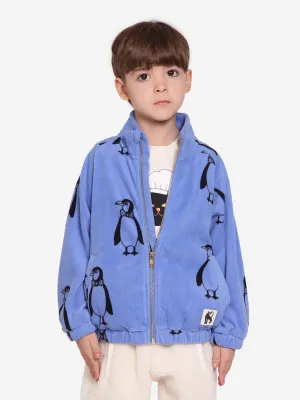 Mini Rodini Kids Penguin Fleece Jacket in Blue