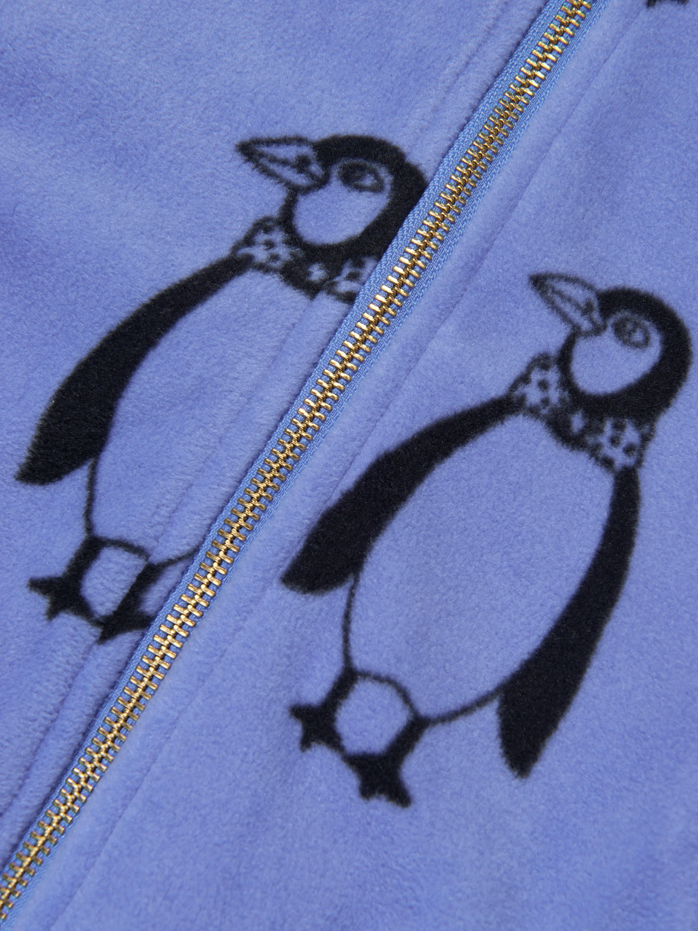 Mini Rodini Kids Penguin Fleece Jacket in Blue