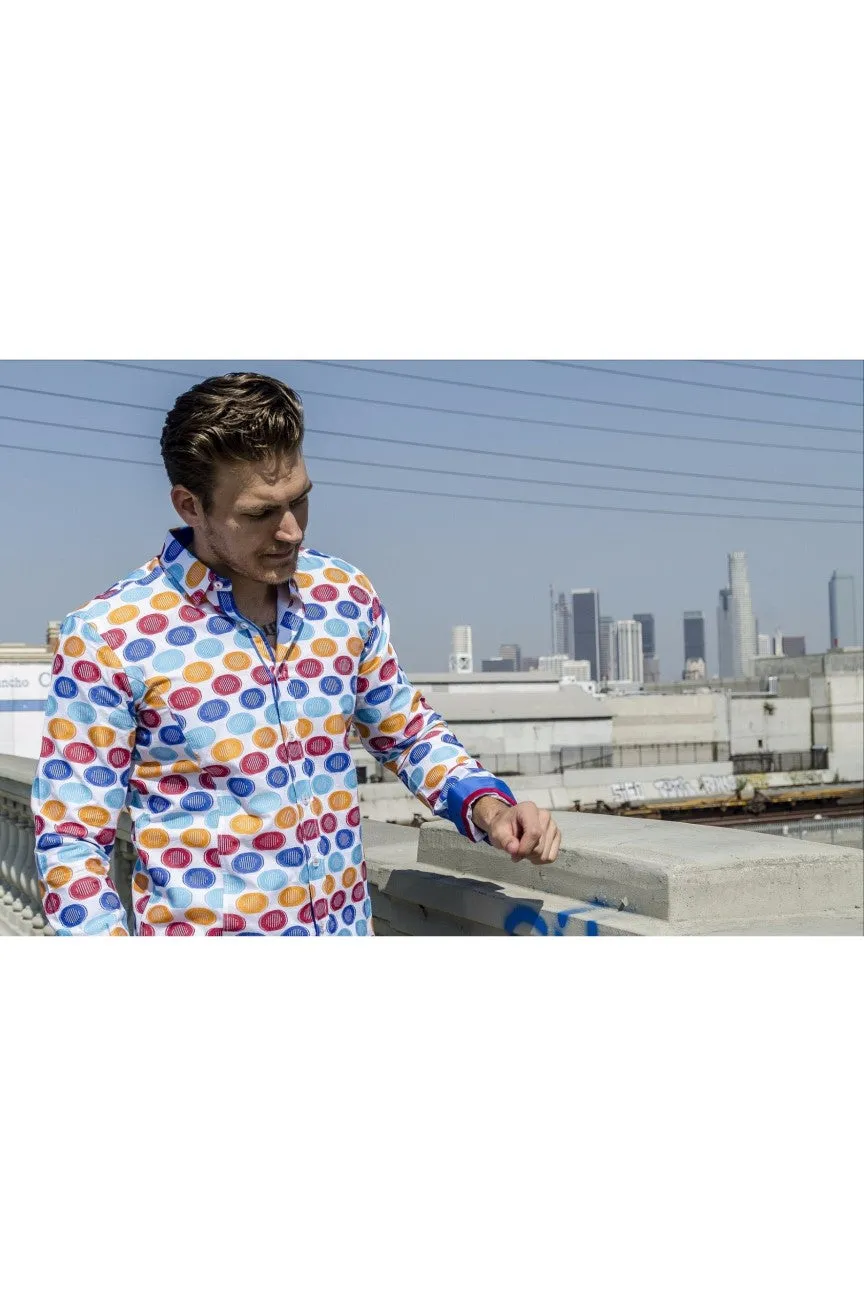 Multi Color Fill Coupe Button Down Shirt