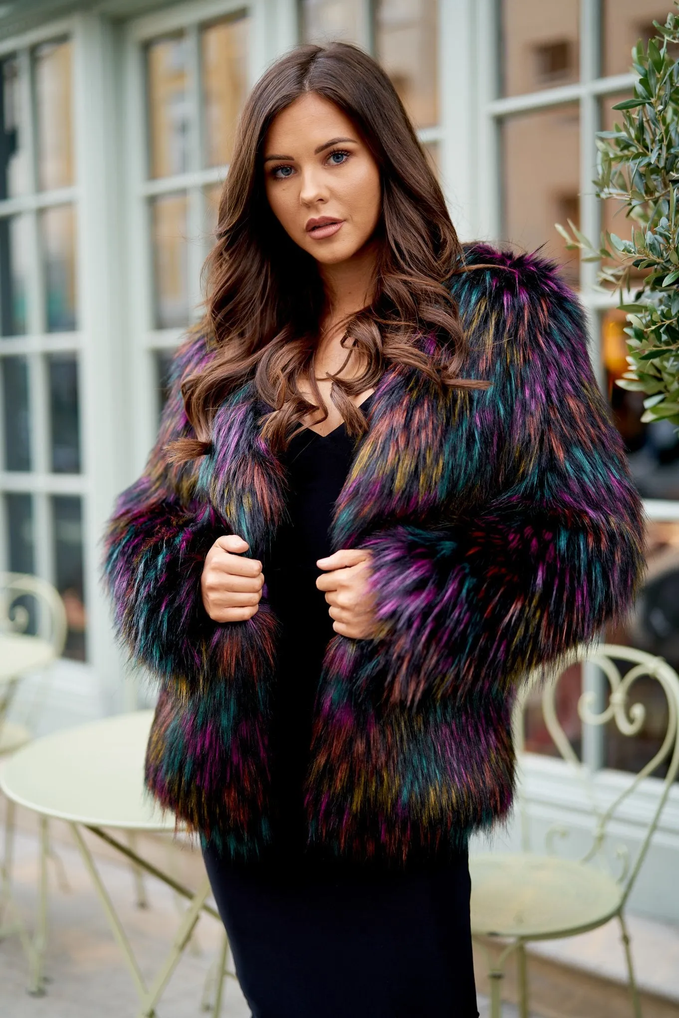 Multi-Coloured Faux Fur Jacket