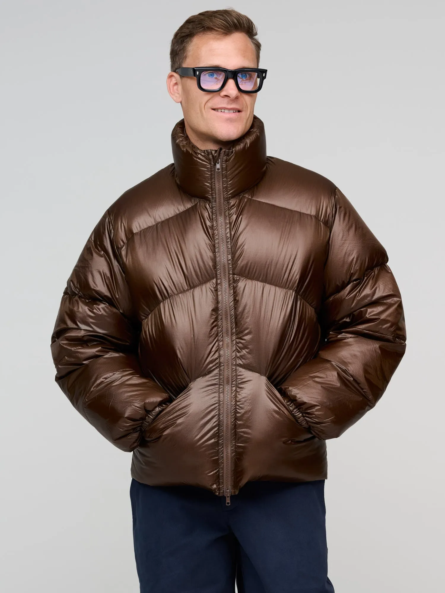 NS Stand Collar Down Jacket, Brown