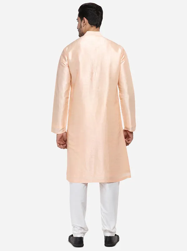 Peach Kurta Set with Peach Bandhgala Jacket | Siddhesh Chauhan