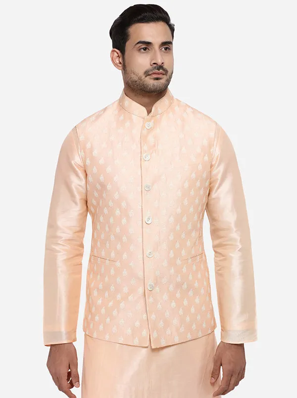 Peach Kurta Set with Peach Bandhgala Jacket | Siddhesh Chauhan