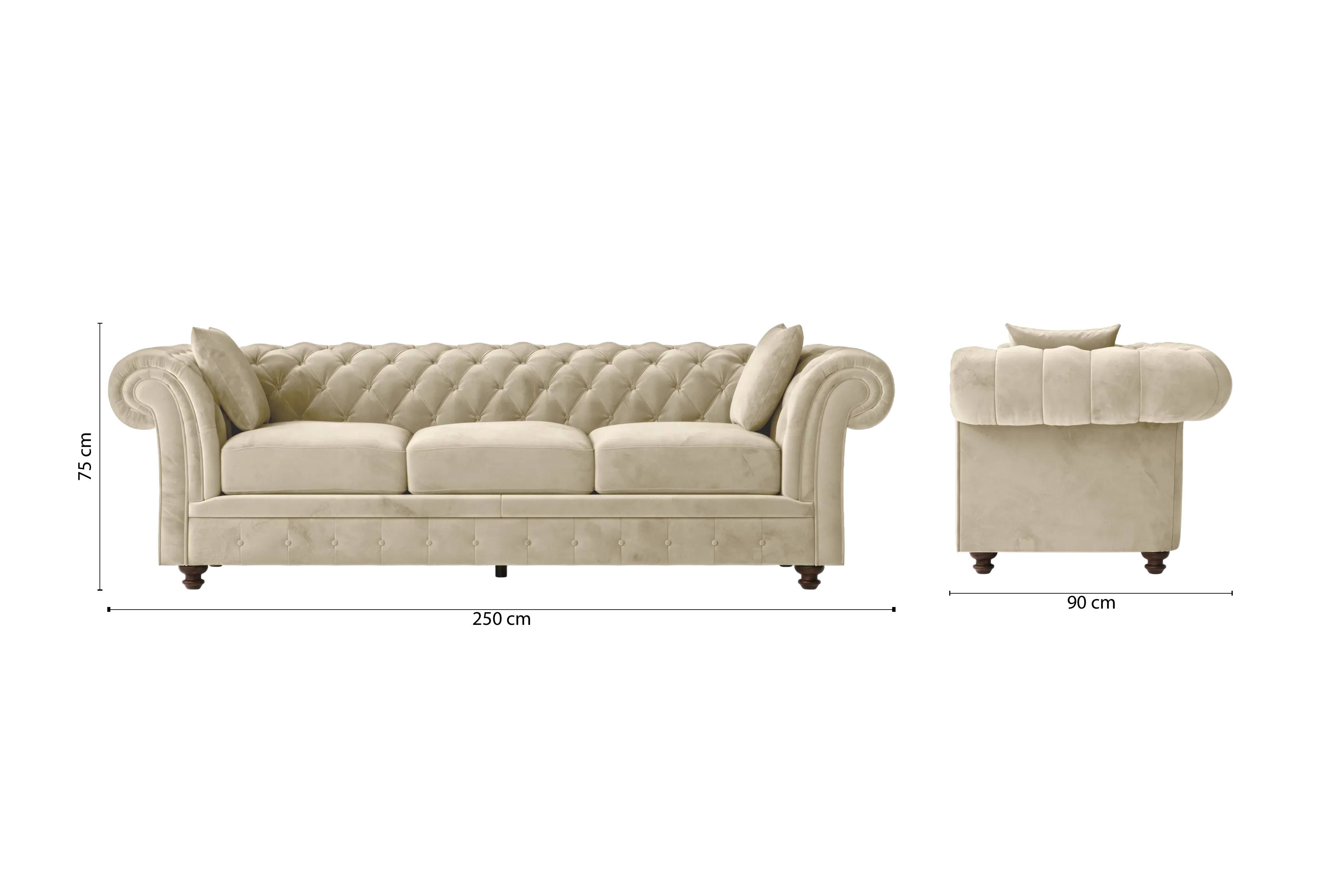 Pesaro 4 Seater Sofa Cream Velvet