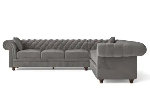 Pesaro 6 Seater Corner Sofa Grey Velvet