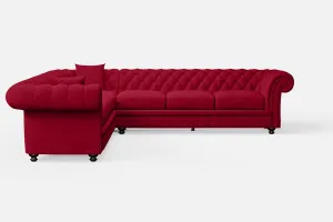 Pesaro 6 Seater Corner Sofa Red Linen Fabric