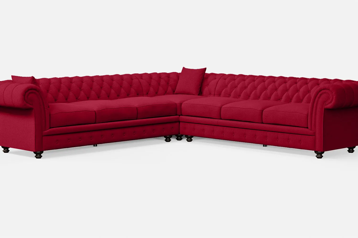 Pesaro 6 Seater Corner Sofa Red Linen Fabric