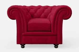 Pesaro Armchair Red Linen Fabric