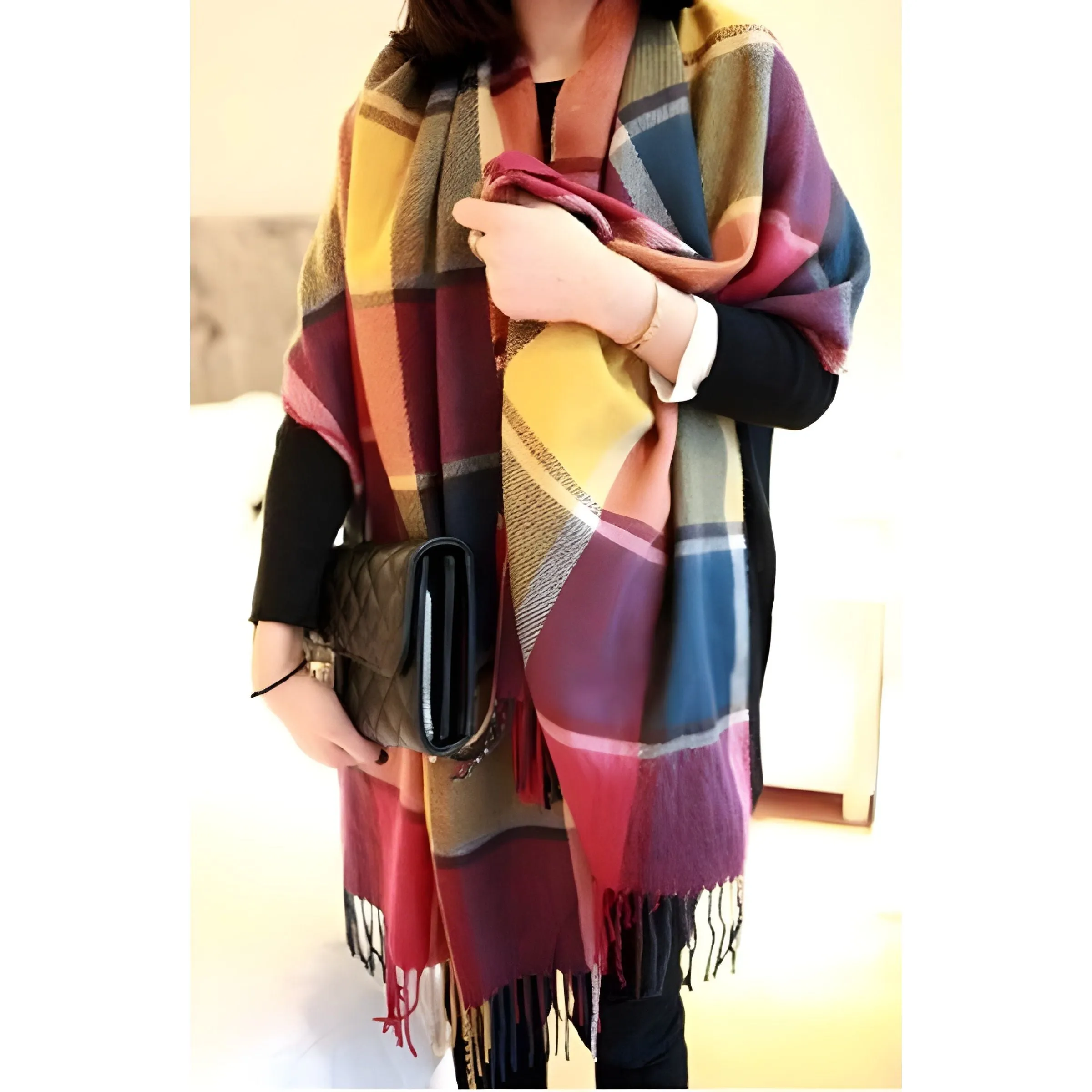 Prisca Scarf - Modischer Kariert Winter Schal