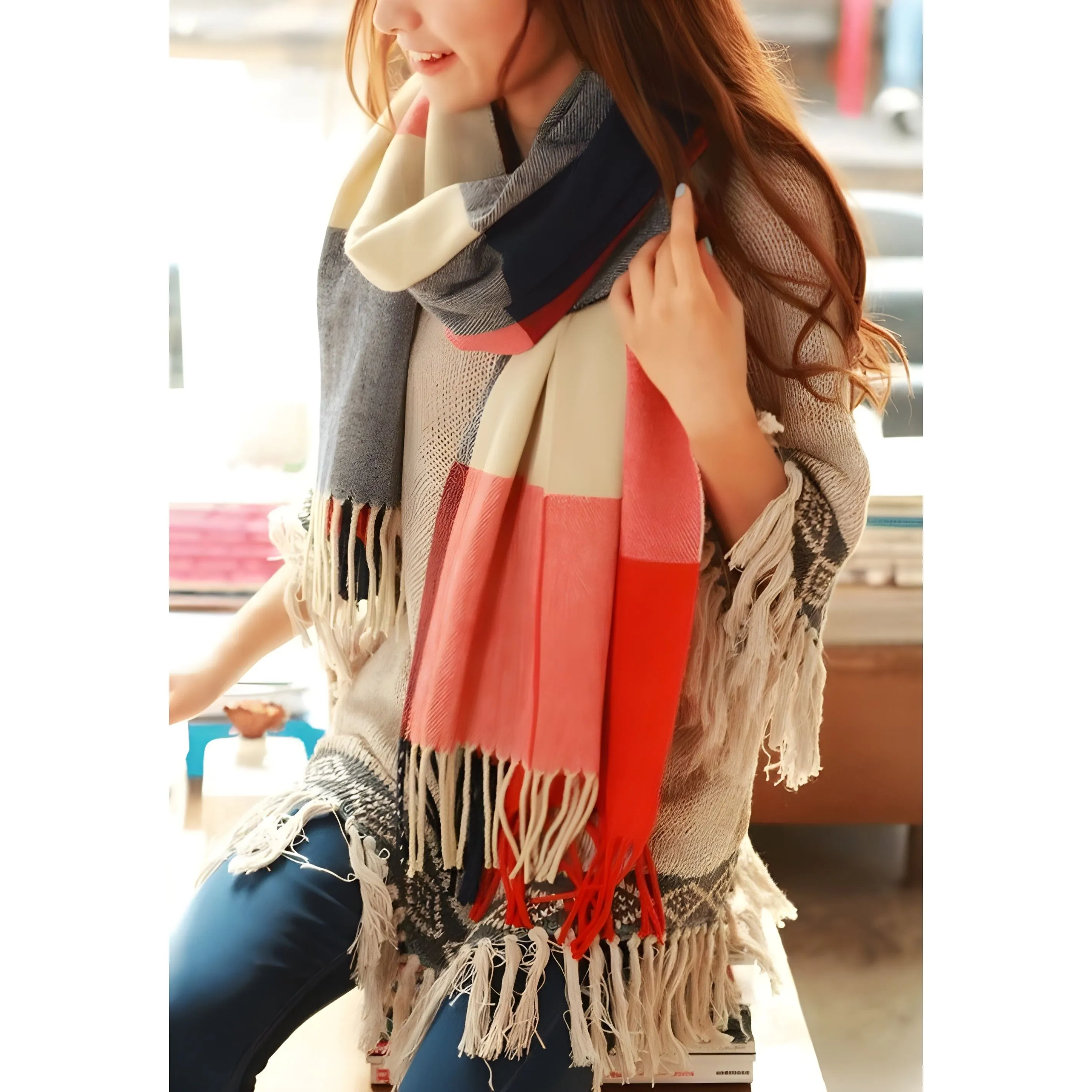 Prisca Scarf - Modischer Kariert Winter Schal