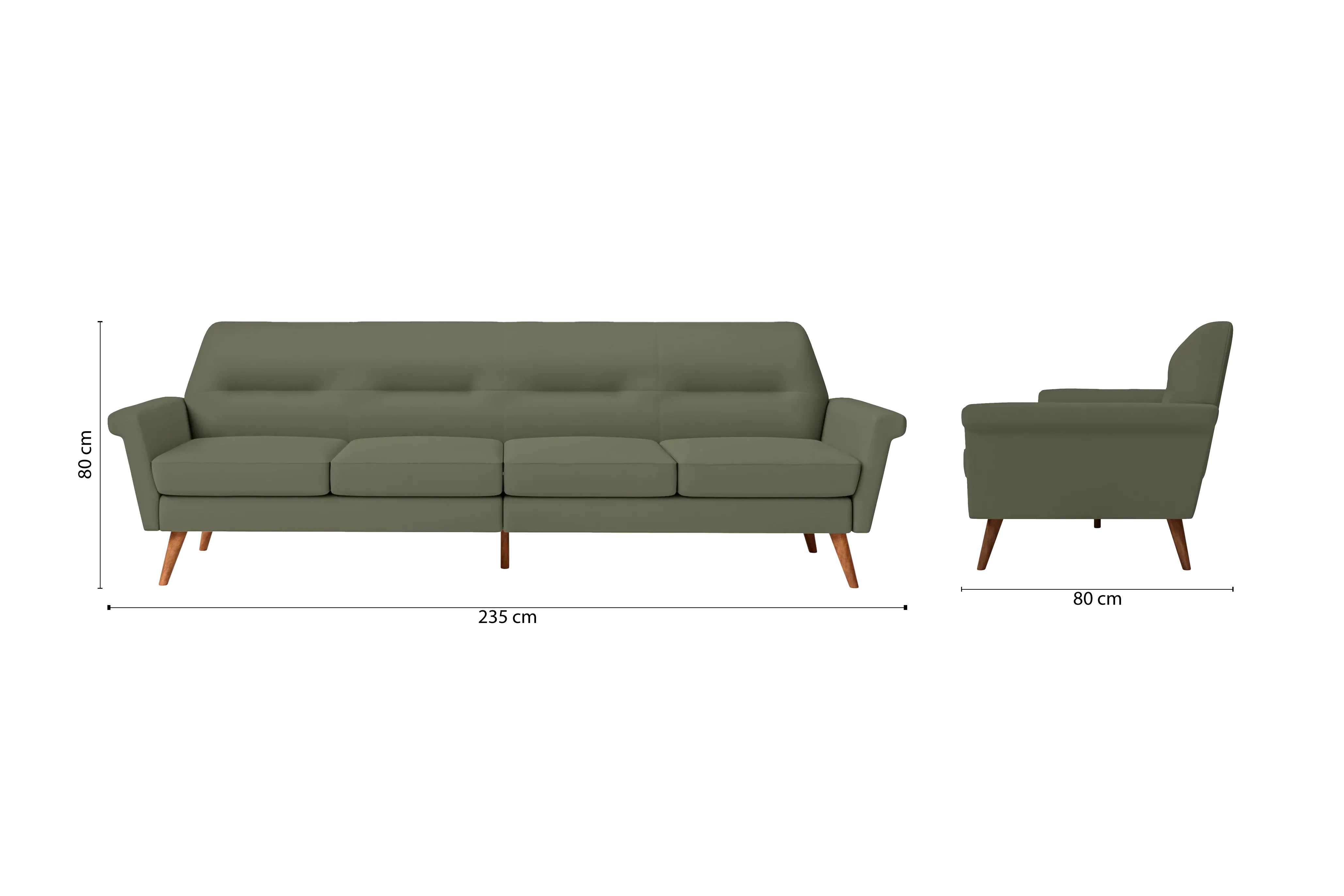 Ravenna 4 Seater Sofa Sage Leather