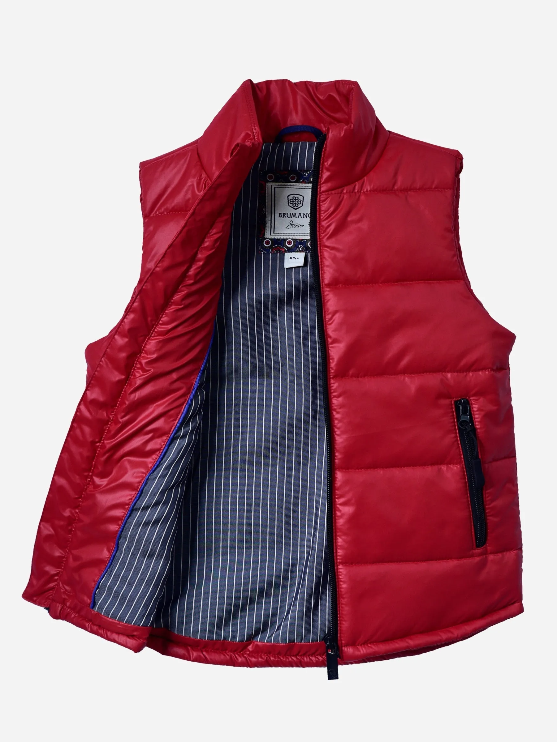 Red Sleeveless Casual Puffer Jacket