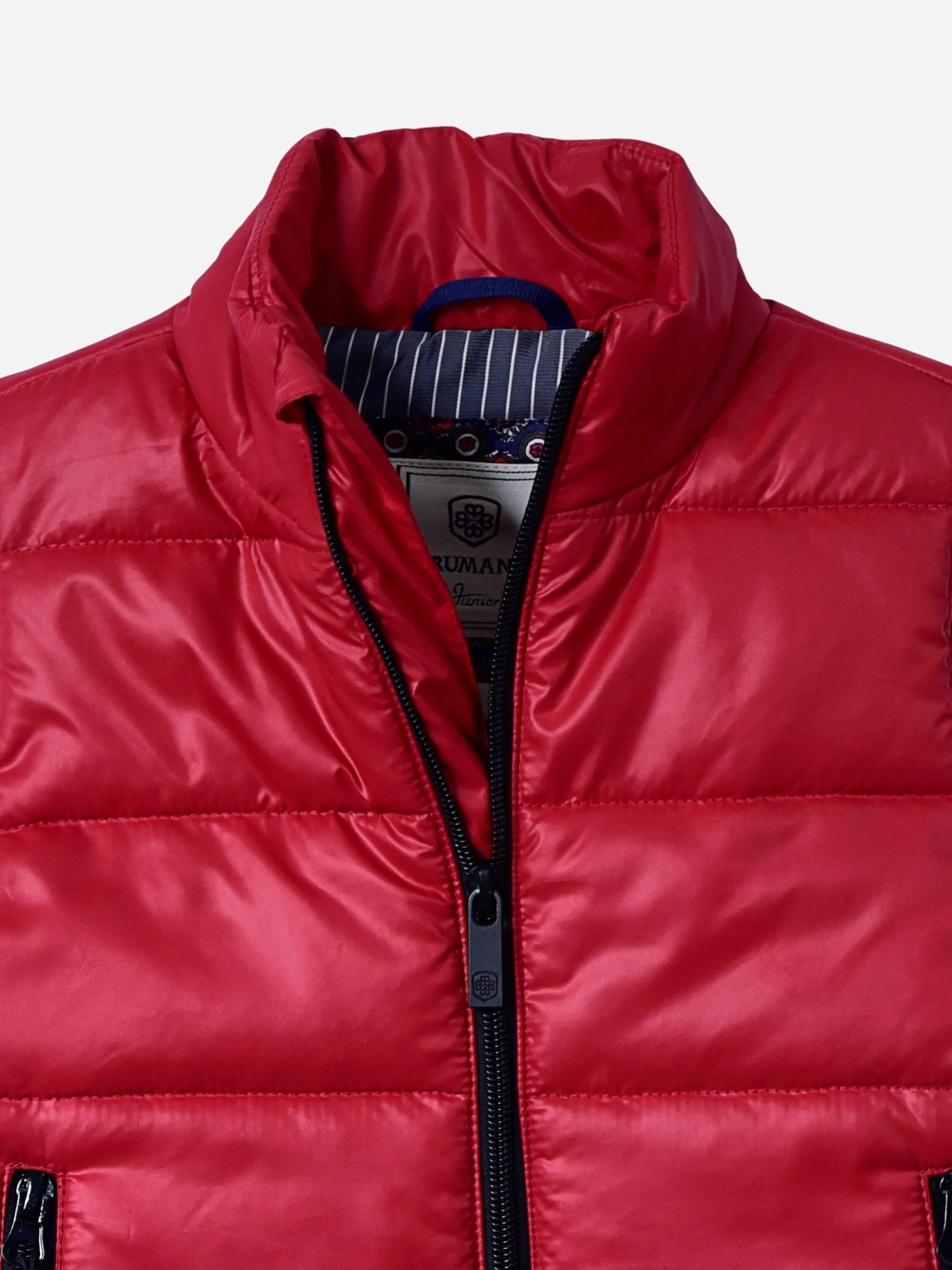 Red Sleeveless Casual Puffer Jacket