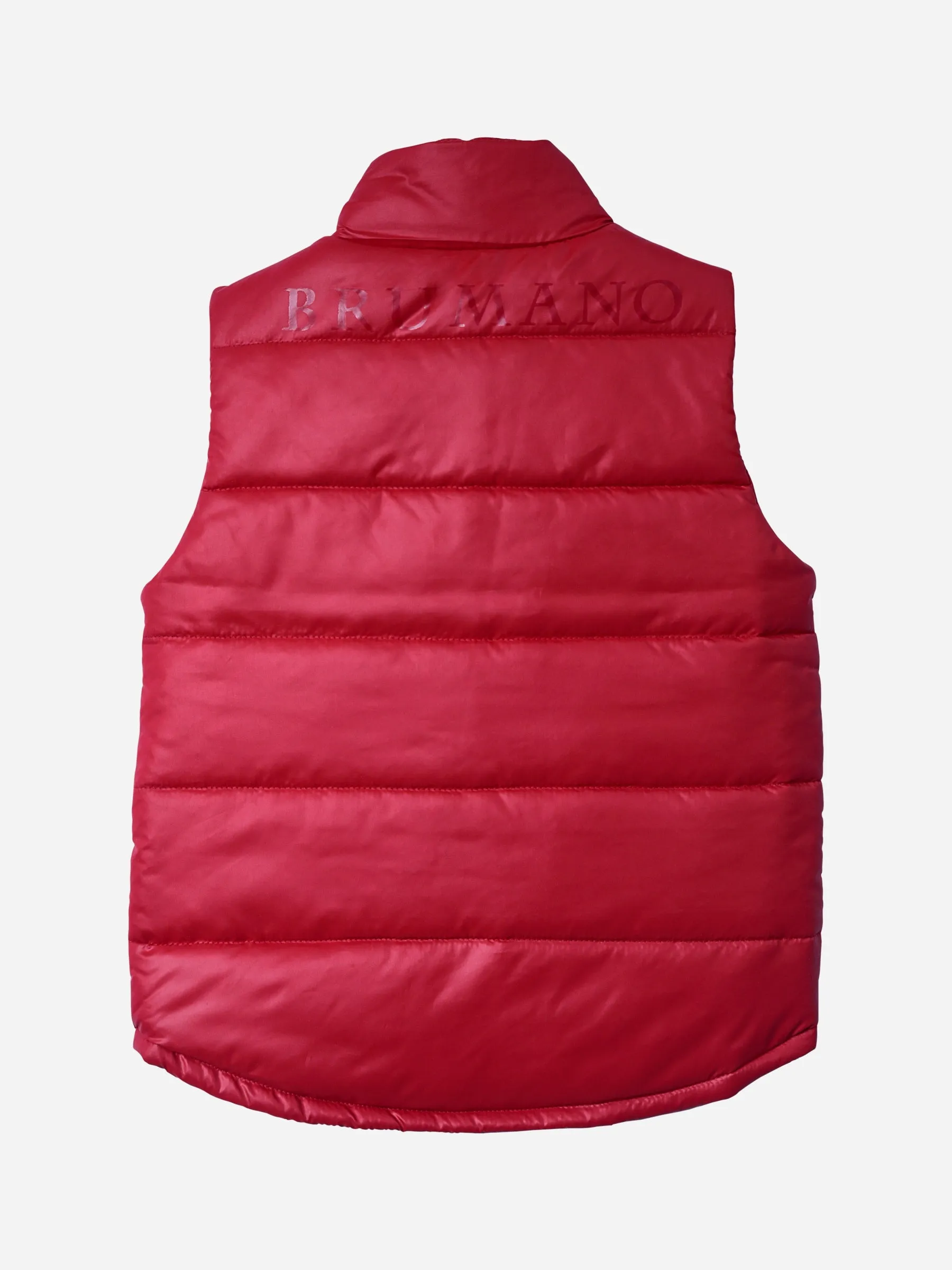 Red Sleeveless Casual Puffer Jacket