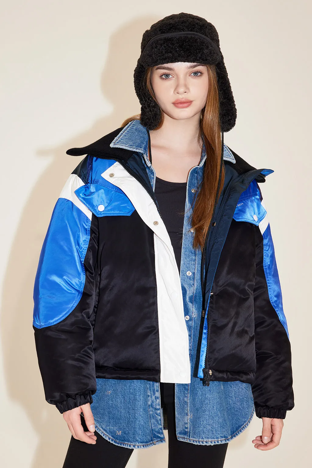 Reversible High Collar Vintage Sporty-Style Warm Down Jacket