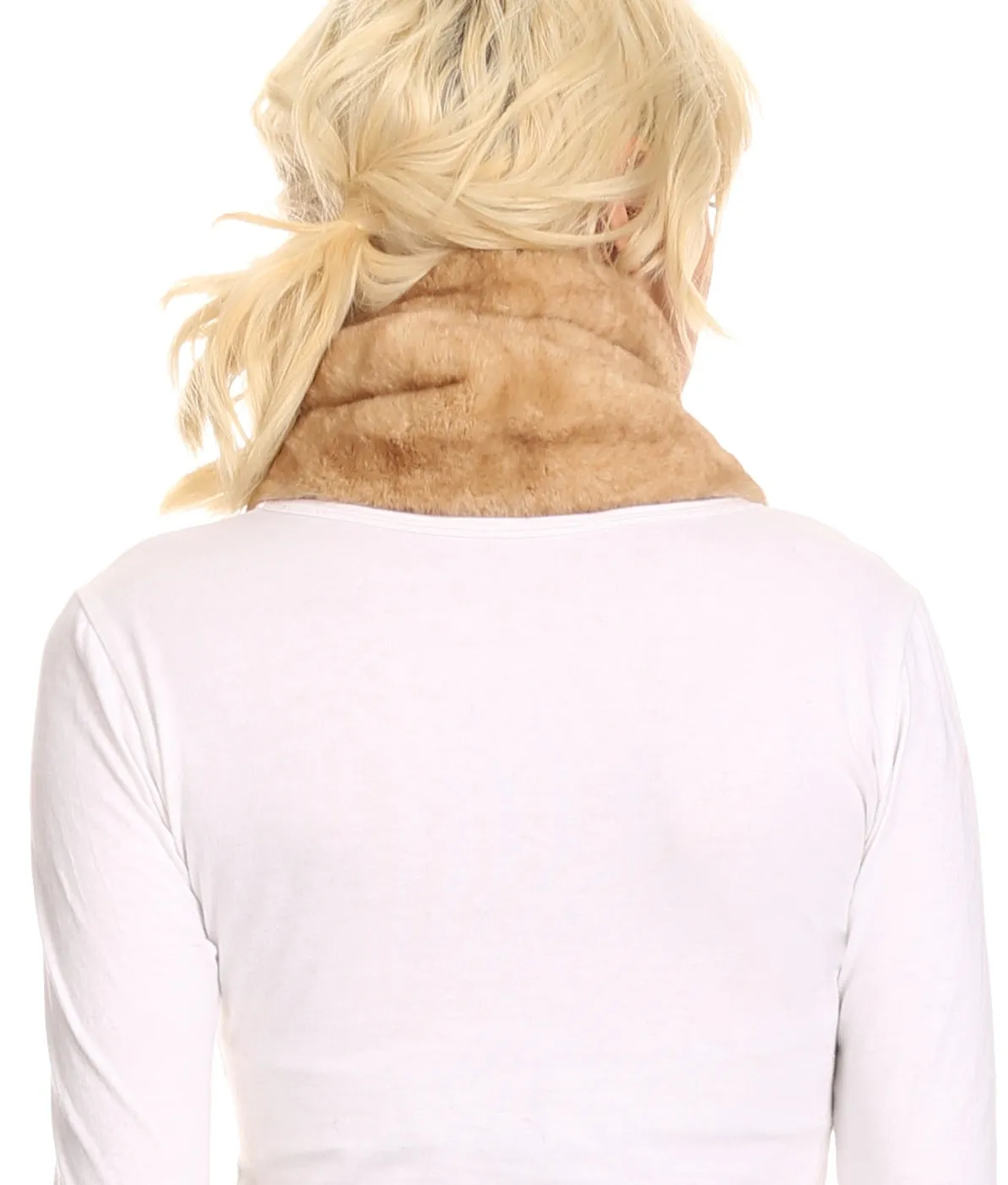 Sakkas Kiy Loophole Faux Fur Long Soft Warm Comfortable Textured Bow Scarf