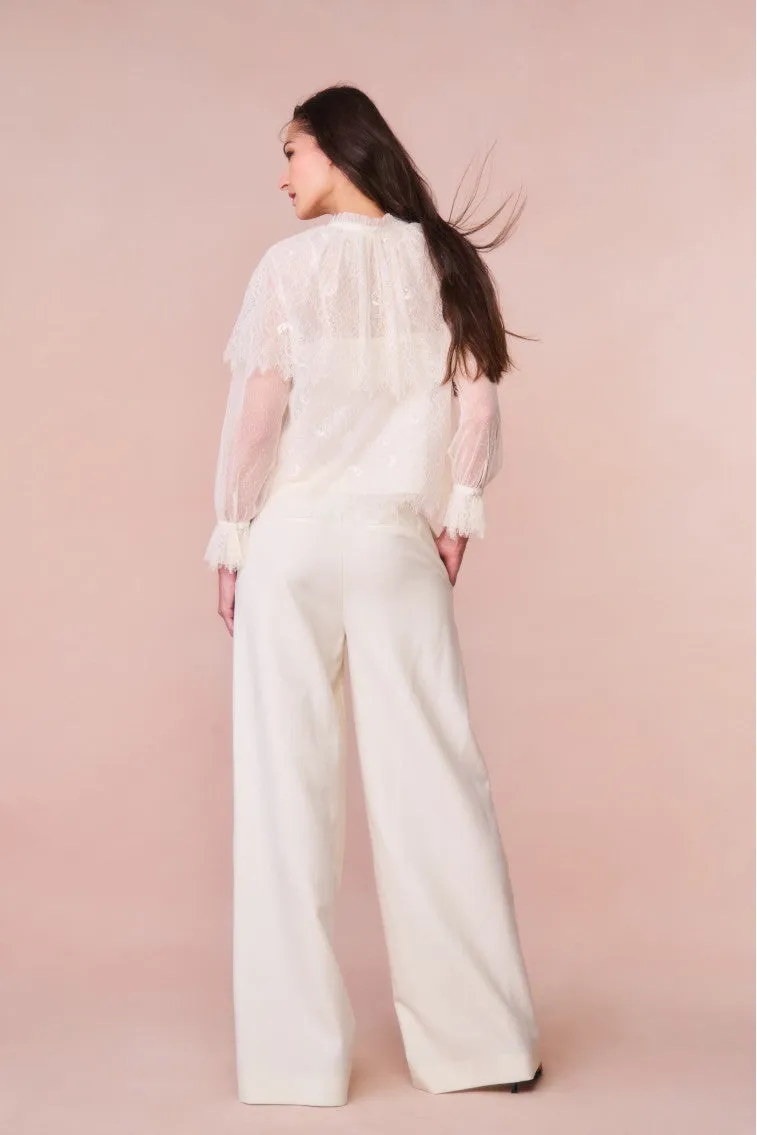 Samuela Wide Leg Trouser - CREAM