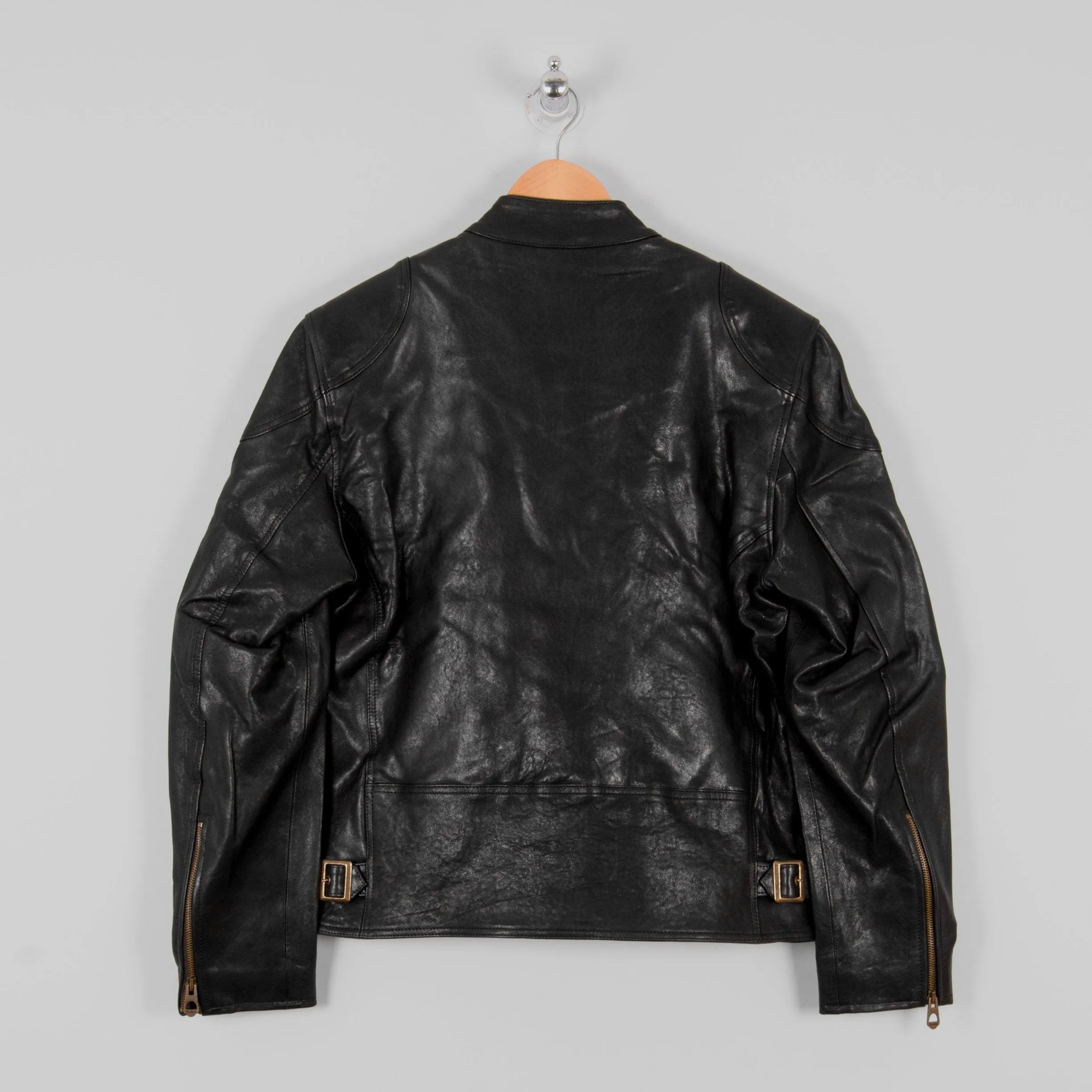 Shangri La Heritage Cafe Racer Leather Jacket - Black