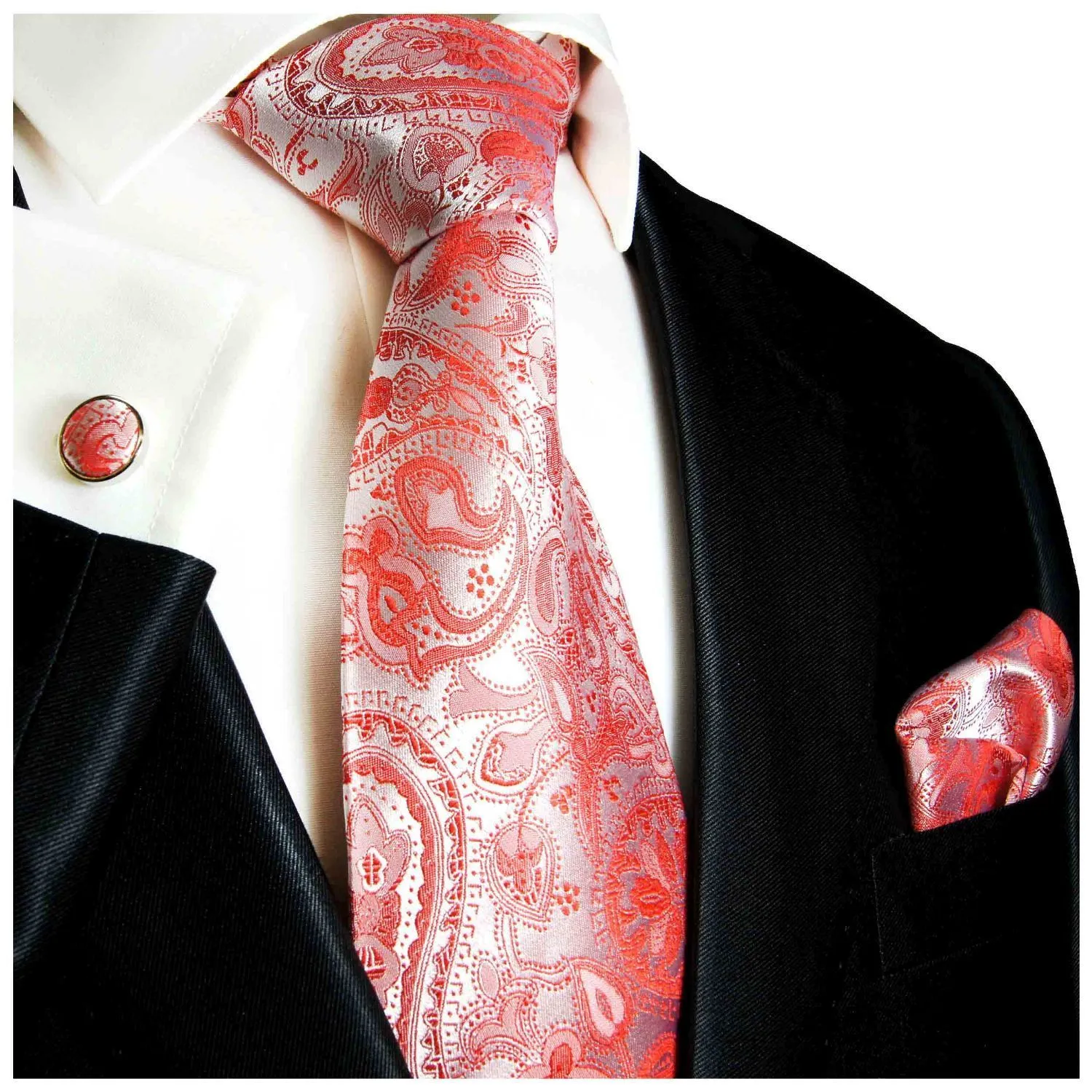 Silk Necktie in Classic Red Paisley Design